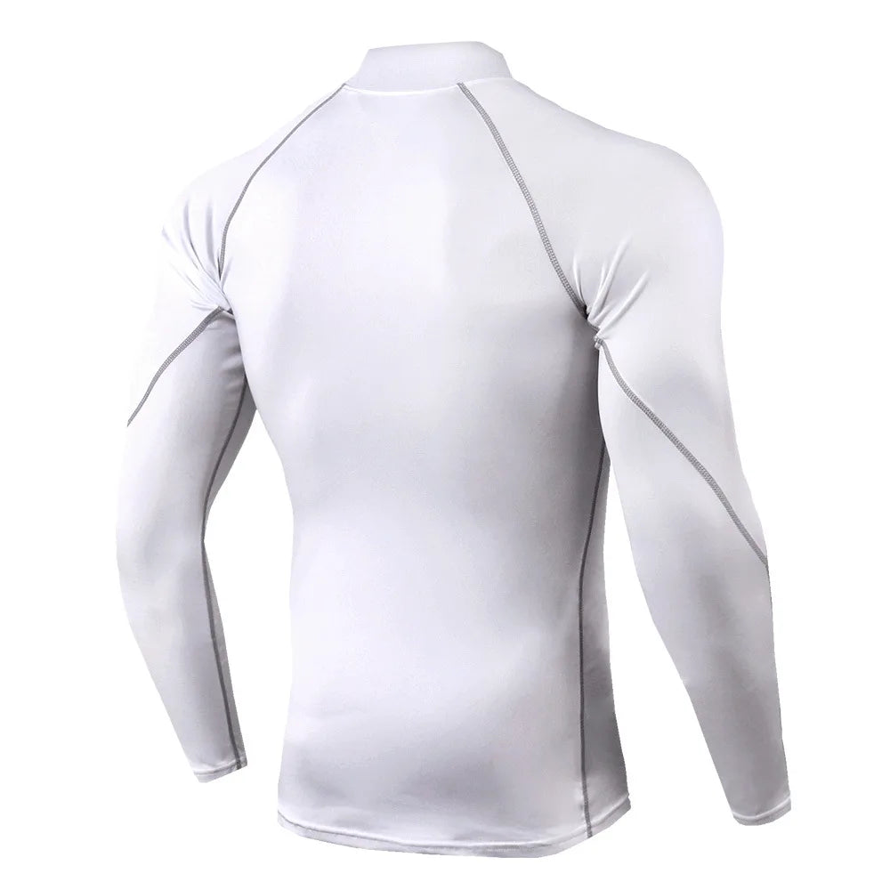 Men's Quick Dry Fitness T-shirt Long Sleeve Compression Top for Bodybuilding and Running