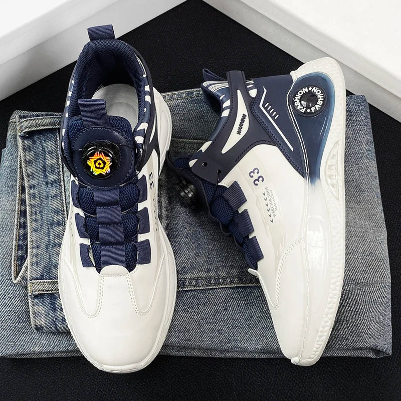 Men's Sneakers Rotating Buckle Non Slip Lace Up Outdoor Shoes