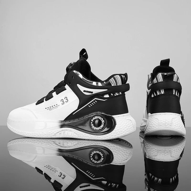 Men's Sneakers Rotating Buckle Non Slip Lace Up Outdoor Shoes