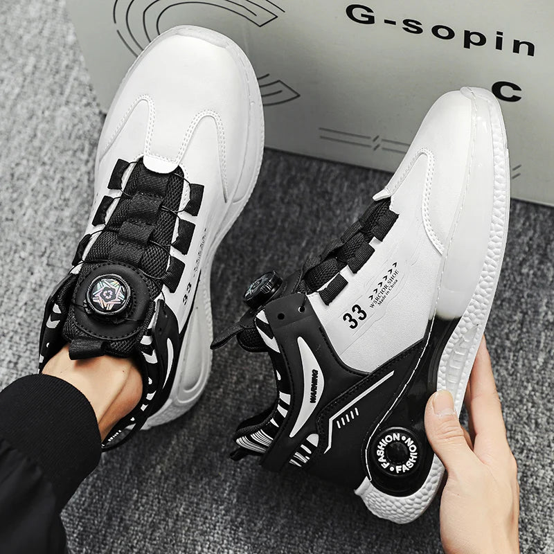 Men's Sneakers Rotating Buckle Non Slip Lace Up Outdoor Shoes