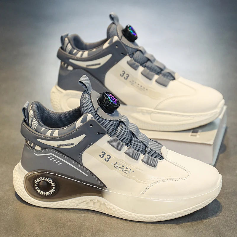 Men's Sneakers Rotating Buckle Non Slip Lace Up Outdoor Shoes