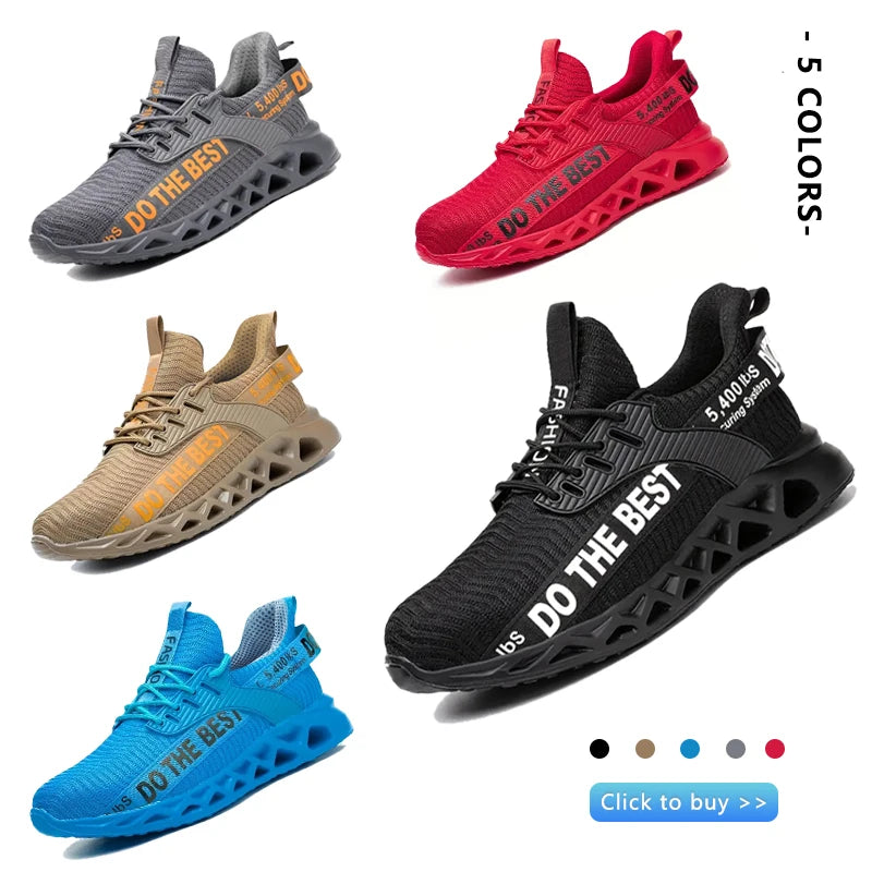 Safety Shoes Men Steel Toe Lightweight Anti Smash Work Sneakers