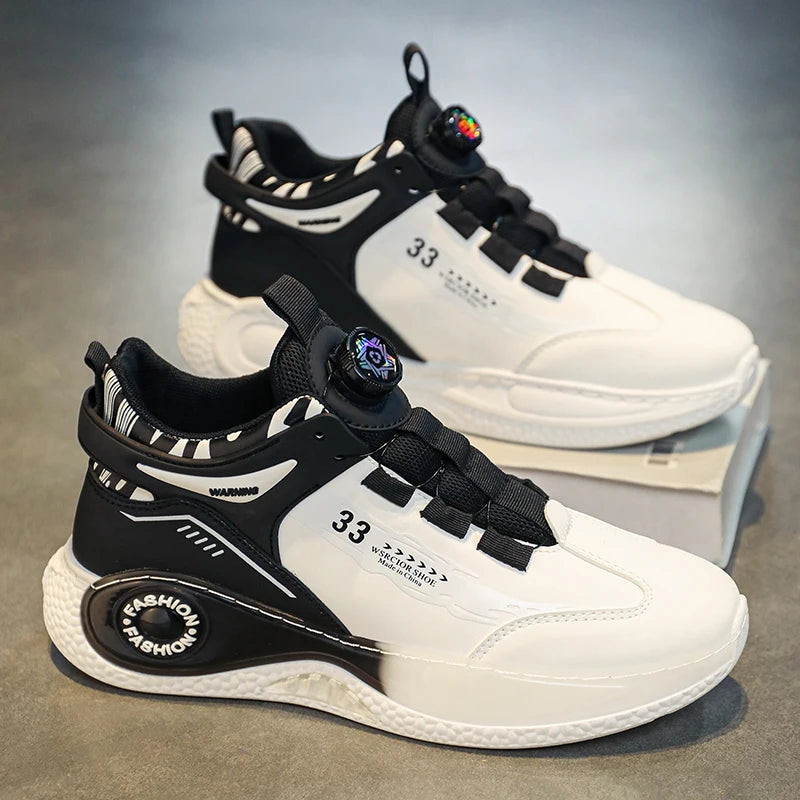 Men's Sneakers Rotating Buckle Non Slip Lace Up Outdoor Shoes