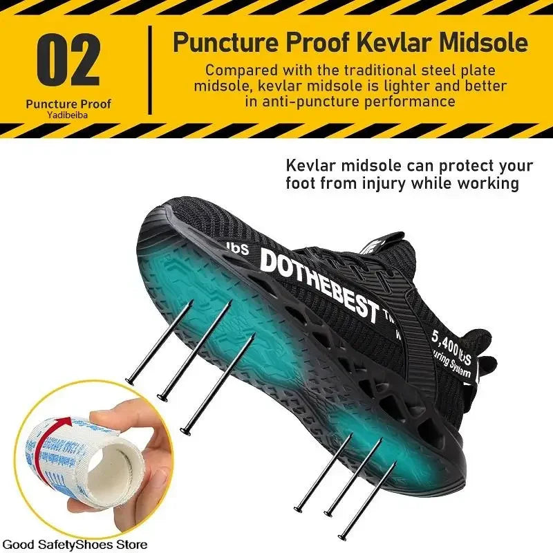 Safety Shoes Men Steel Toe Lightweight Anti Smash Work Sneakers