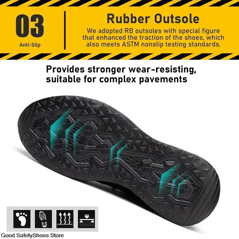 Safety Shoes Men Steel Toe Lightweight Anti Smash Work Sneakers