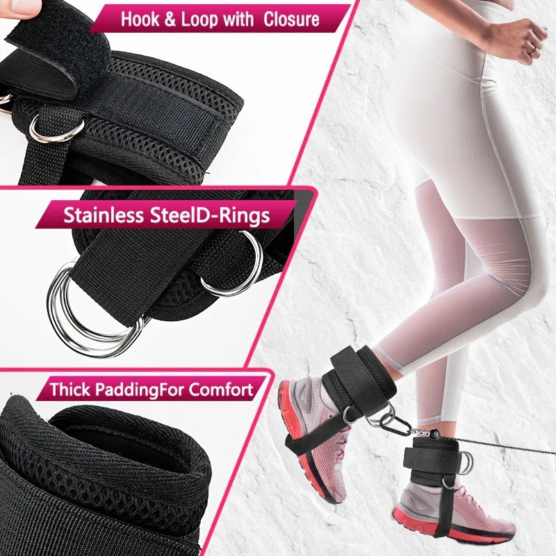 Fitness Ankle Straps Adjustable D-Ring Gym Leg Workout Cuffs